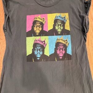 Free People Daydreamer Notorious BIG Warhol Charcoal Tee with Graphic Design